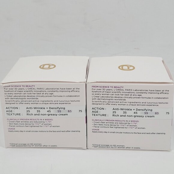 LOréal Paris Wrinkle Expert 55+ Anti-Wrinkle Densifying Cream 50ml Set of 2 NIB - Picture 4 of 5